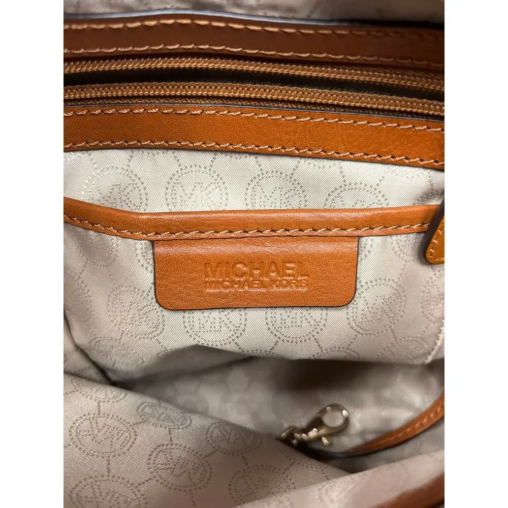 Michael Kors Brown Logo Print Medium Tote Purse #80280
